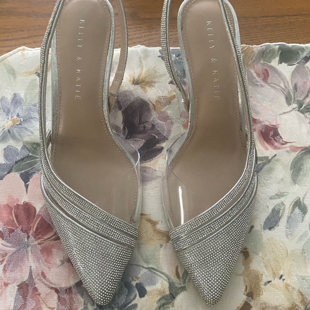Kelly and Katie silver heels. Worn once for a couple hours. In perfect condition
